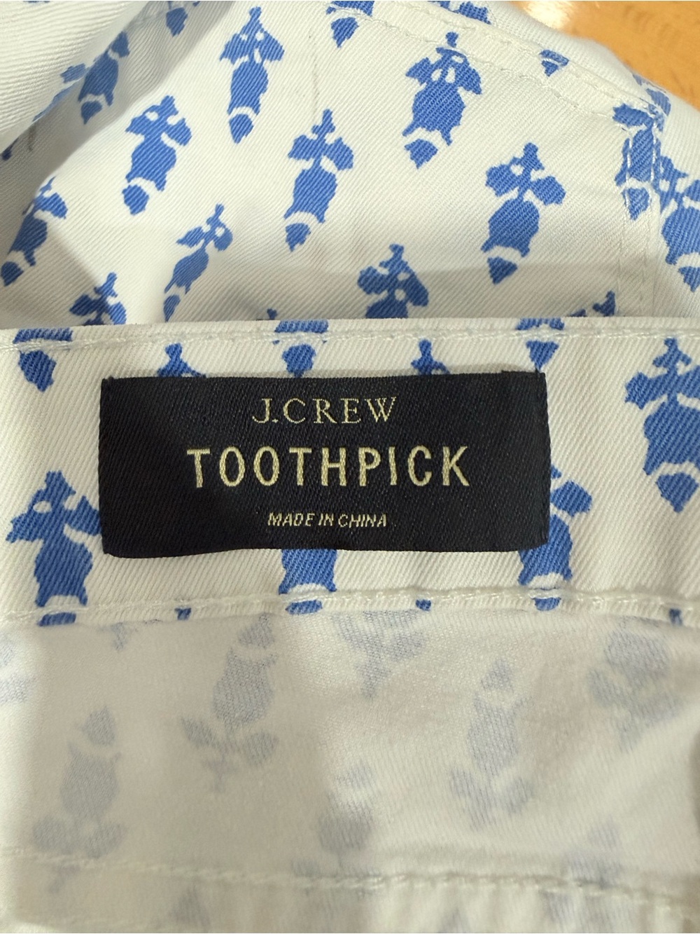 J. Crew toothpick White Ankle Pants Blue Micro Floral Print 27 - Picture 2 of 8